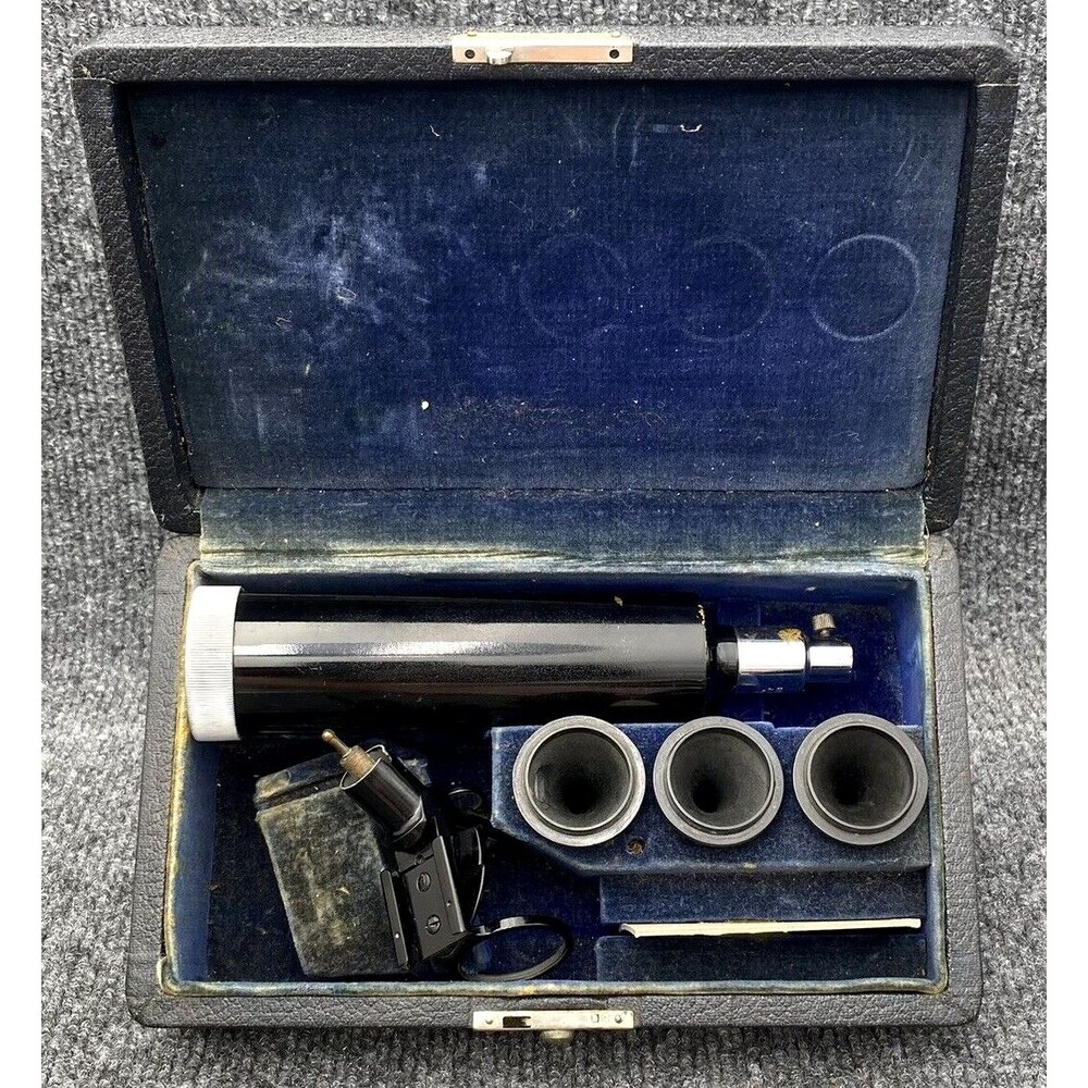 Vintage Bausch & Lomb Otoscope Set Antique Medical Diagnostic Tool Velvet Case